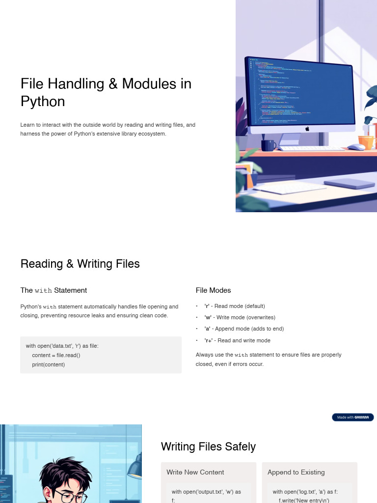 Python File Handling & Modules Guide | PDF | Json | Python (Programming ...