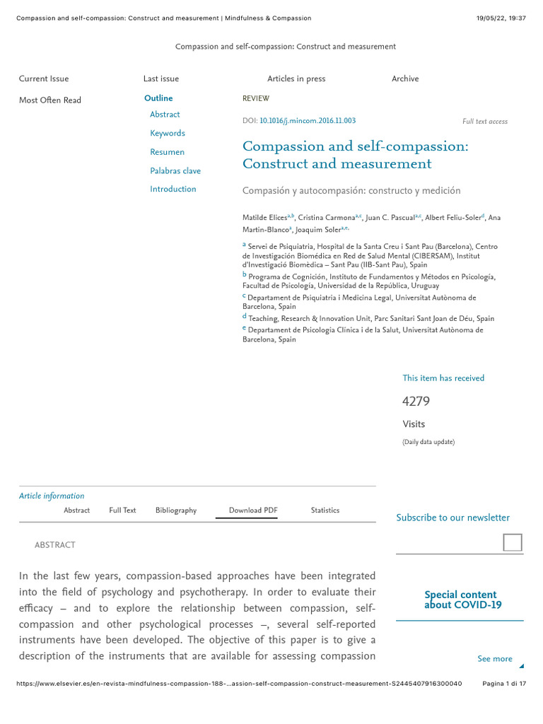 Compassion and Self-Compassion Measurement | PDF | Compassion | Suffering