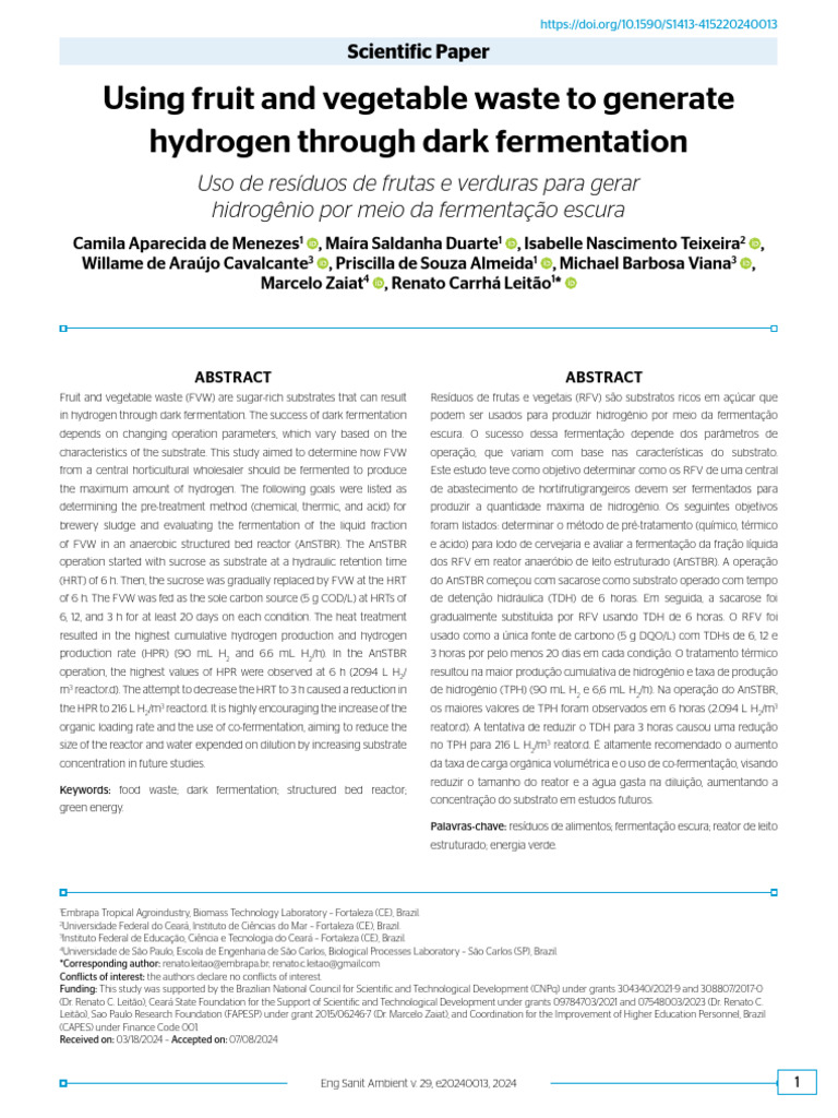 Hydrogen Production from Fruit Waste | PDF | Anaerobic Digestion ...