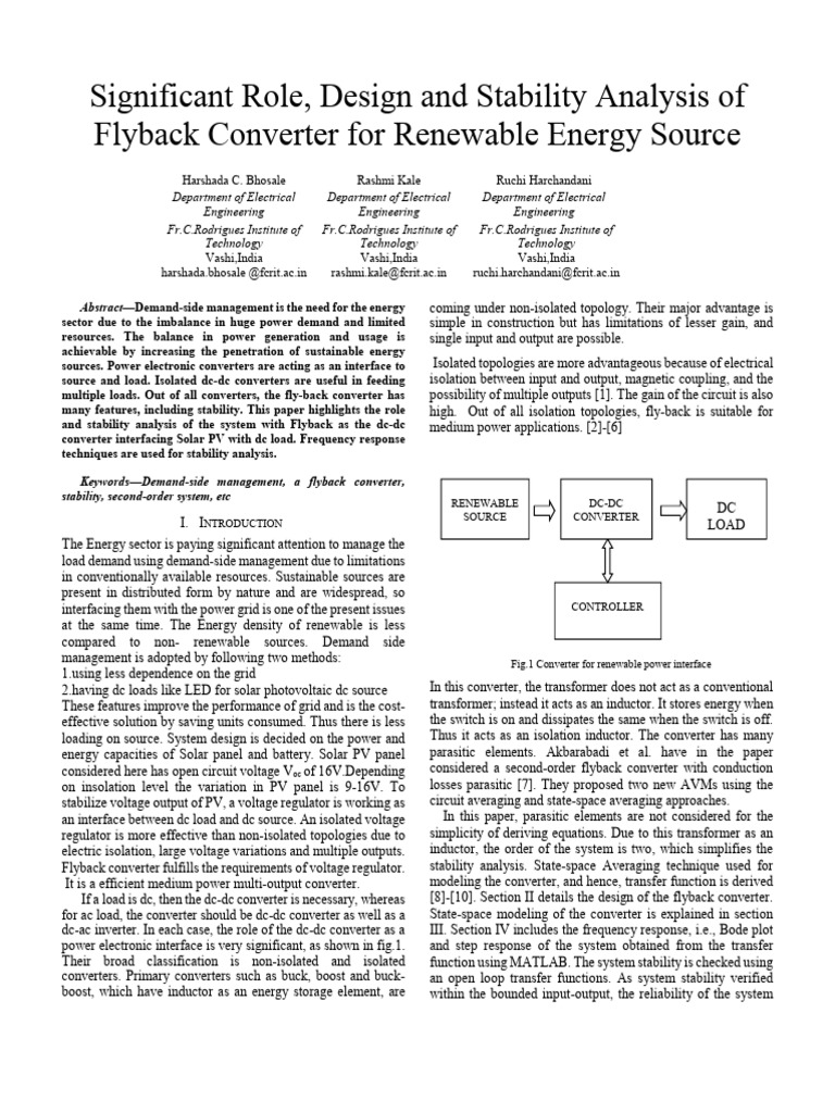 Significant Role Design and Stability Analysis of Flyback Converter For ...