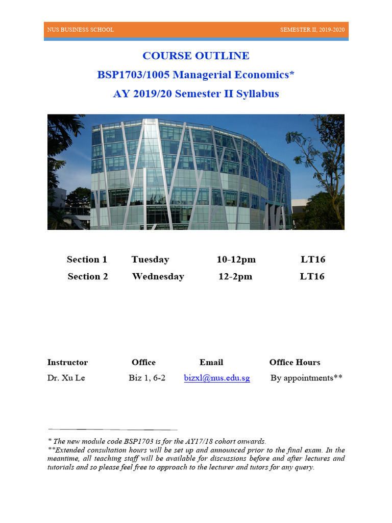 Managerial Economics Course Outline | PDF | Economics | Academic Dishonesty