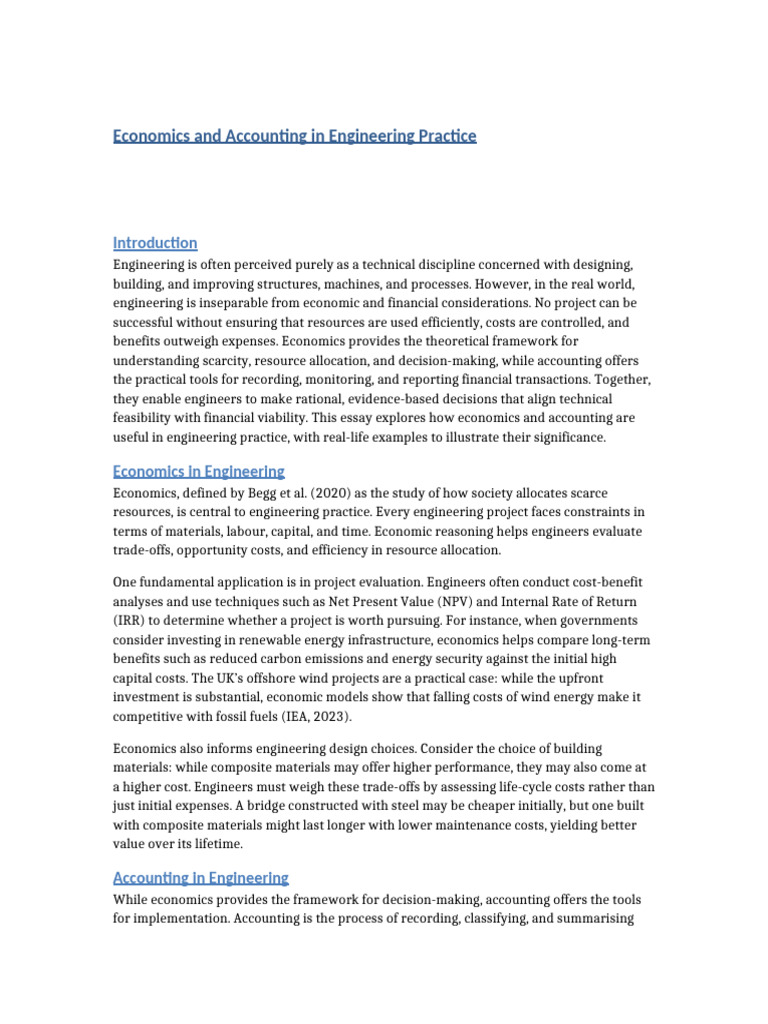 Economics and Accounting in Engineering Assignment | PDF | Economics ...
