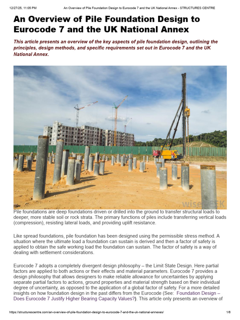 Pile Foundation Design: Eurocode 7 Guide | PDF | Geotechnical ...