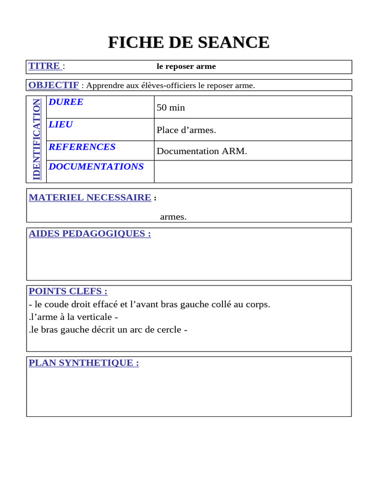 Apprentissage du Reposer Arme | PDF