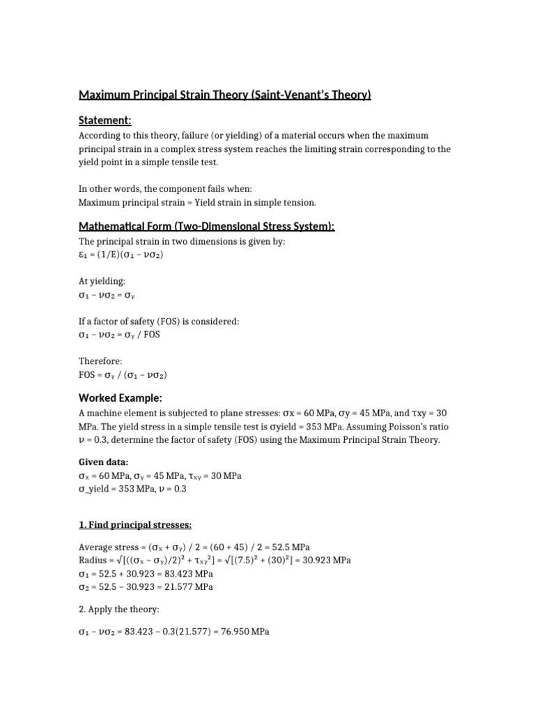Maximum Principal Strain Theory Explained | PDF