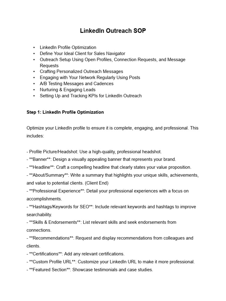 LinkedIn Outreach Strategy Guide | PDF | Performance Indicator | Linked In