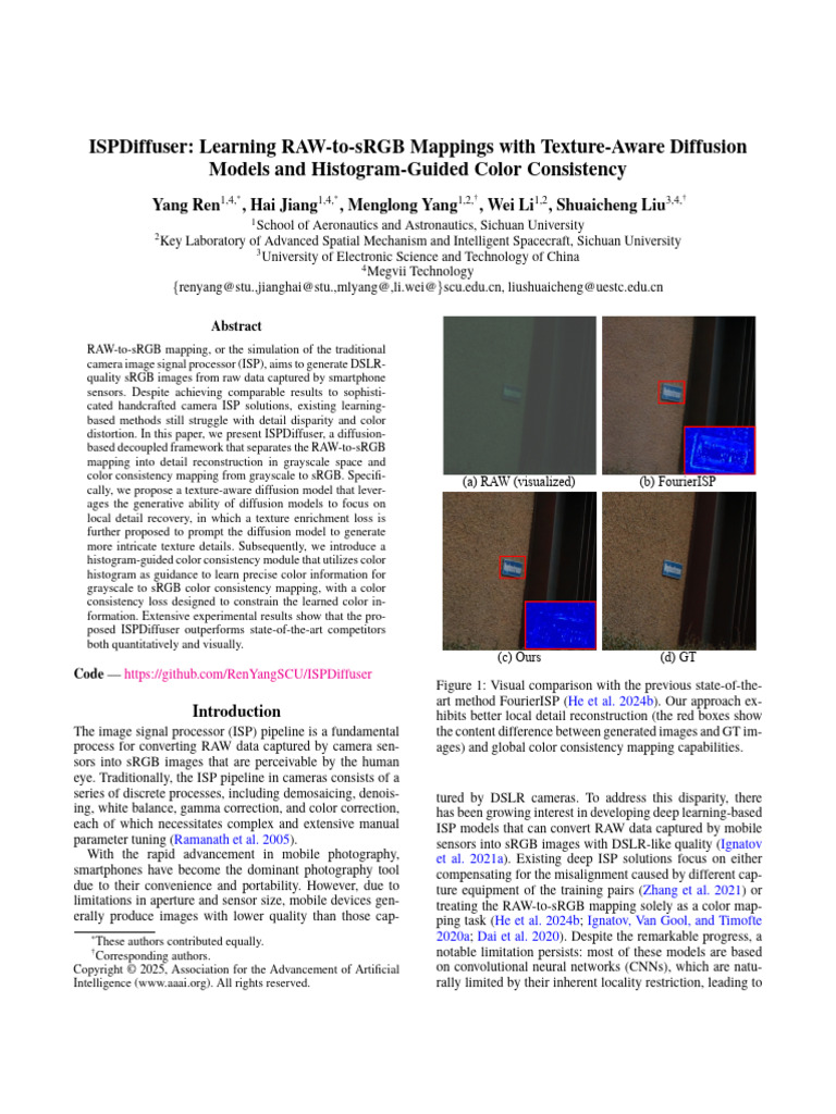 ISPDiffuser: Advanced RAW-to-sRGB Mapping | PDF | Vision | Imaging