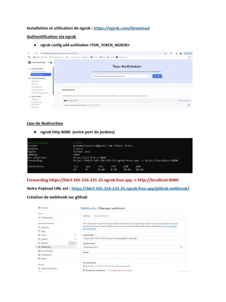 Guide d'installation de ngrok et Jenkins | PDF