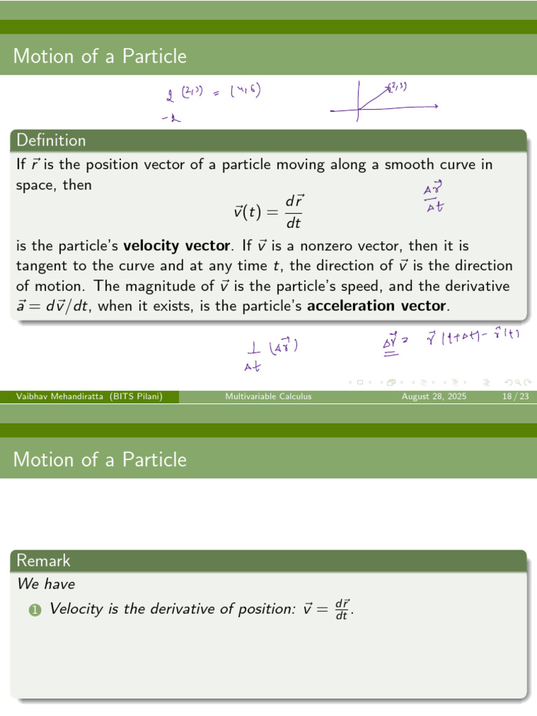Particle Motion: Velocity and Acceleration | PDF | Acceleration | Velocity