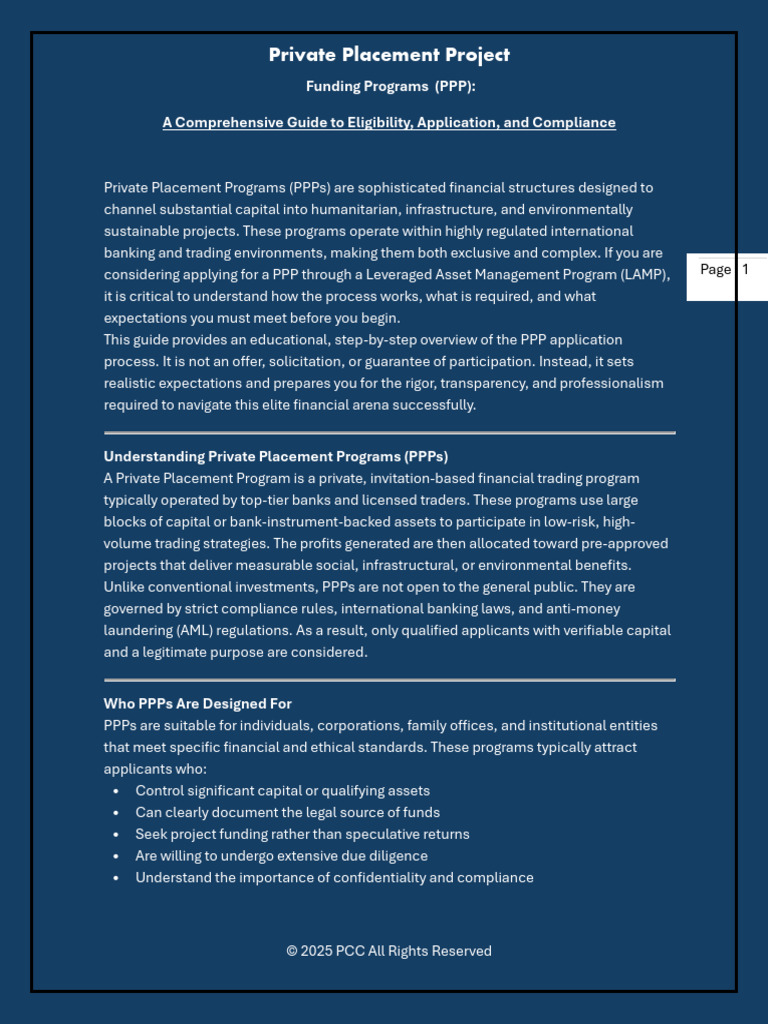 Guide to Private Placement Programs | PDF | Public–Private Partnership ...