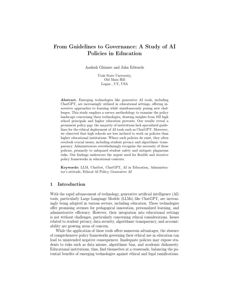 AI Policy Gaps in Education: A Study | PDF | Artificial Intelligence ...