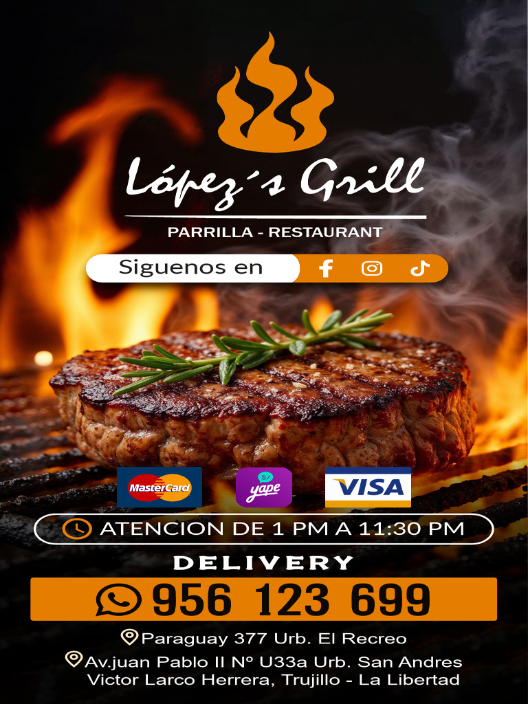 Menú Parrilla Restaurant Trujillo | PDF | filete | Parilla