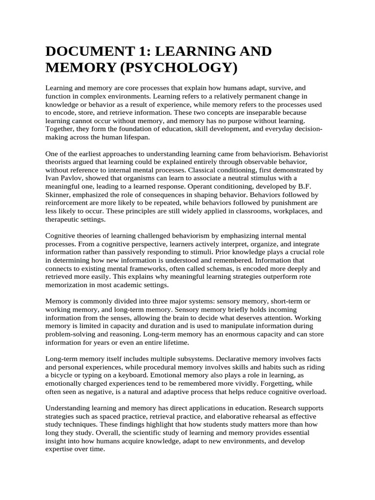 Document 5 | PDF | Learning | Biology