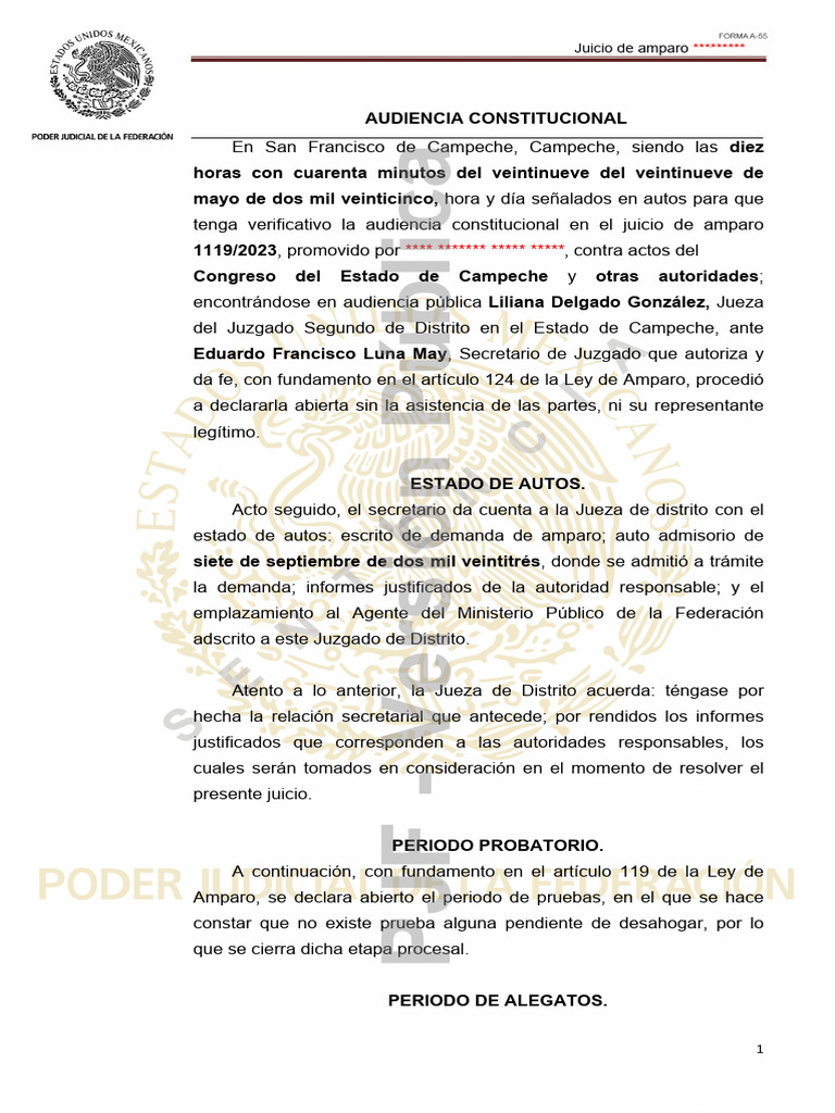Juicio de Amparo 1119/2023 en Campeche | PDF | Caso de ley | Justicia