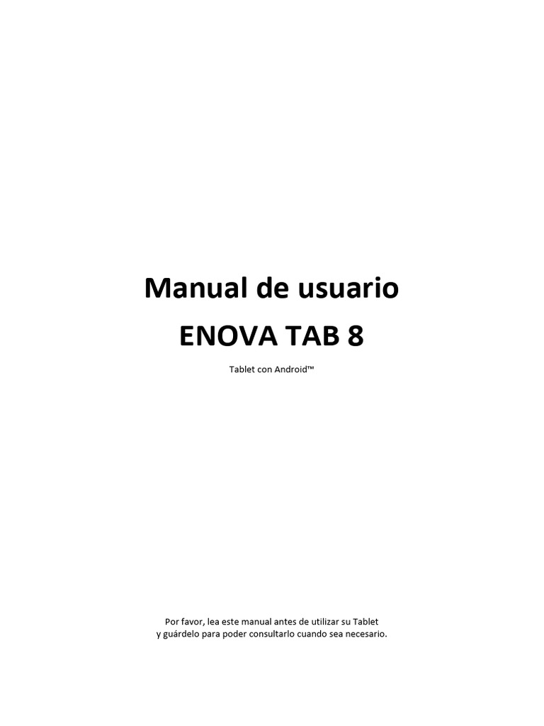 Manual de usuario ENOVA TAB 8 | PDF | Wifi | USB