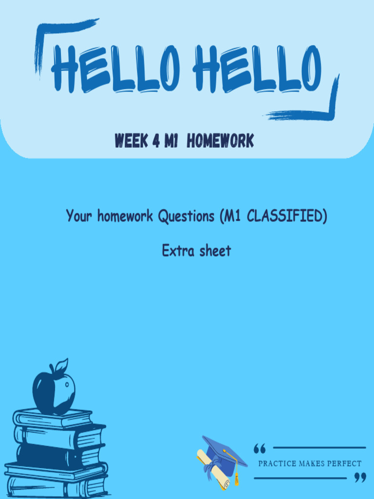 M1 Class Homework Practice Sheet | PDF