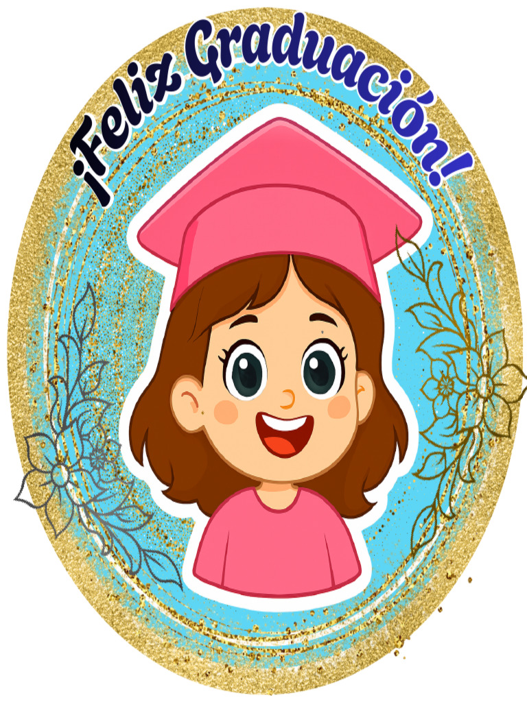 Sticker Feliz Graduación para Niños Infantil Azul y Rosa | PDF