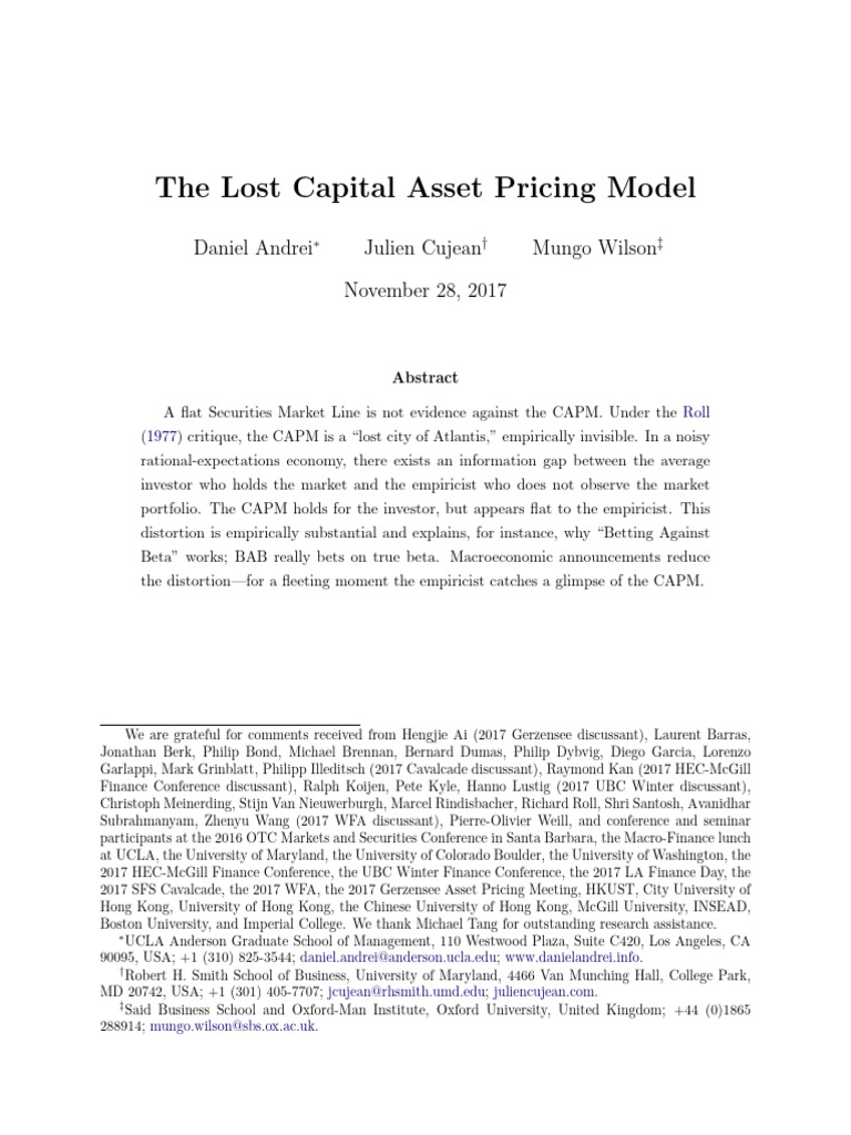 Understanding the Lost CAPM Model | PDF | Capital Asset Pricing Model ...