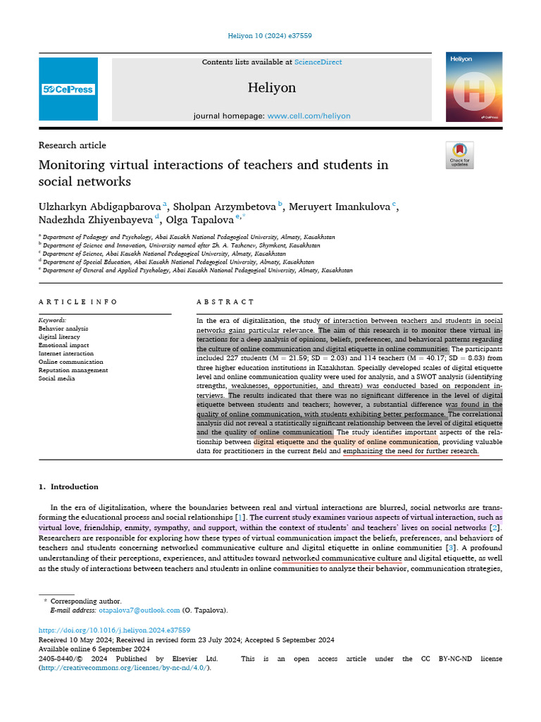 Teacher-Student Interactions in Social Media | PDF | Communication ...