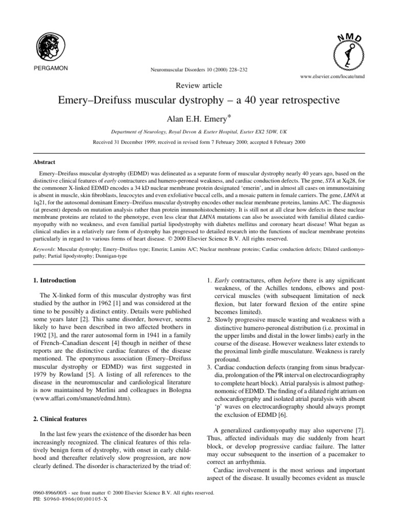Emery-Dreifuss Muscular Dystrophy Overview | PDF | Molecular Biology ...