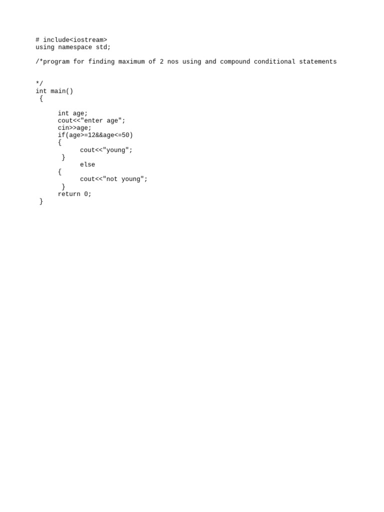 Max Age Check Program in C++ | PDF