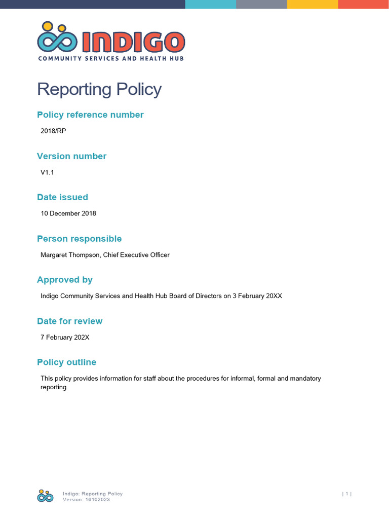 Indigo Reporting Procedures Guide | PDF | Child Abuse | Risk