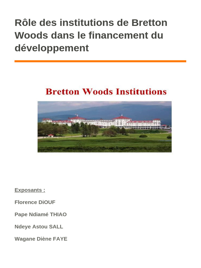 Institutions de Bretton Woods et développement | PDF | Fonds monétaire ...