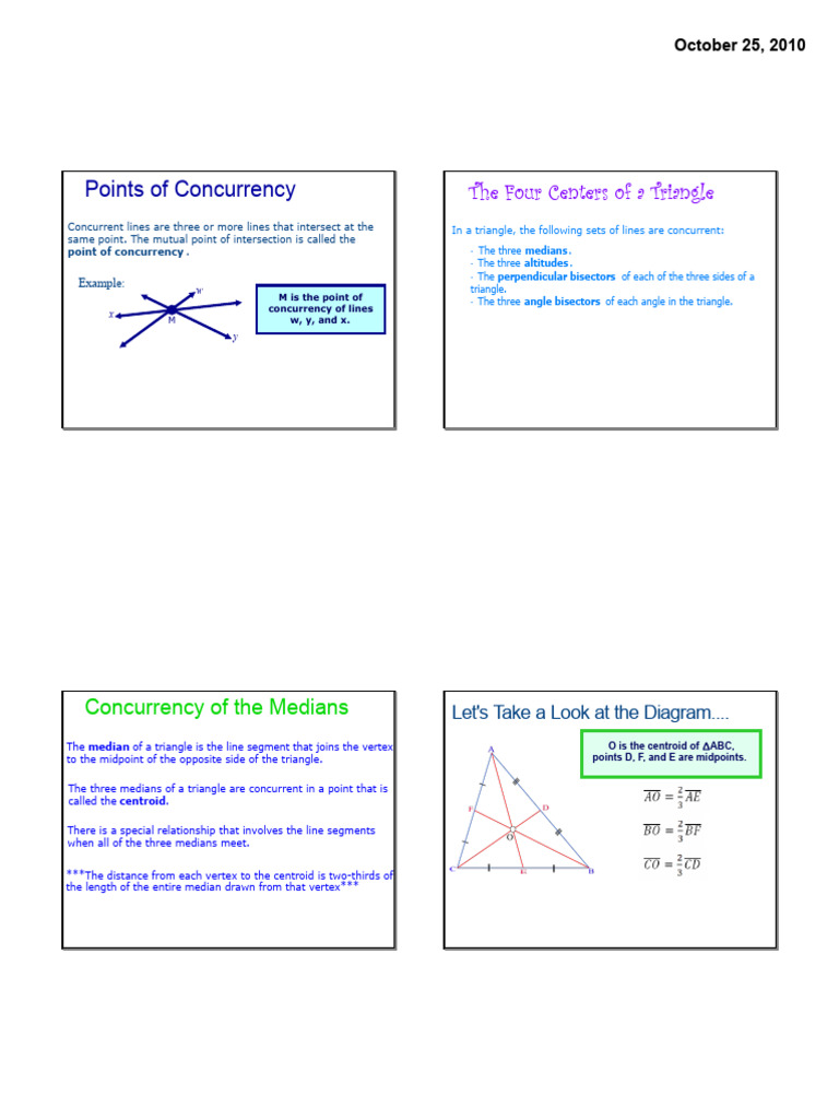 Triangle Points of Concurrency Explained | PDF | Triangle | Euclidean ...