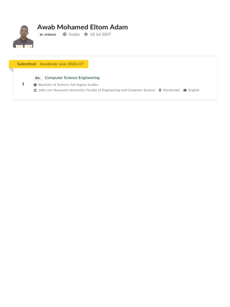 Sudanese Student's BSc Application Essay | PDF | Science | Engineering