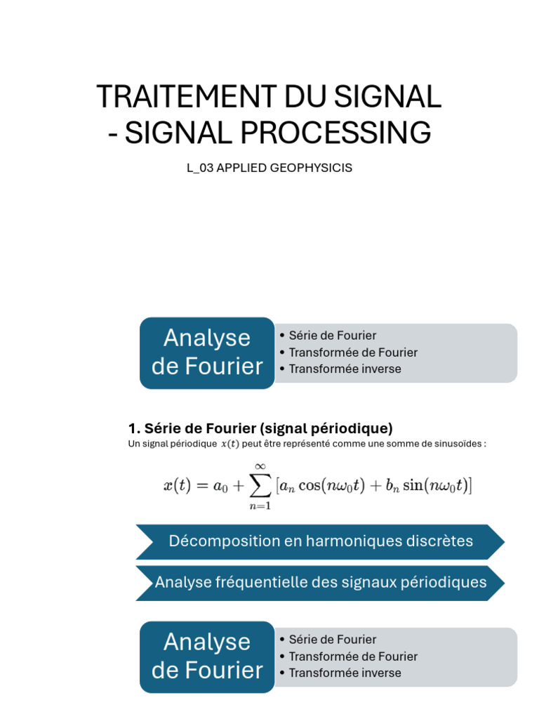 Analyse de Fourier en Traitement Sismique | PDF | Transformation de ...