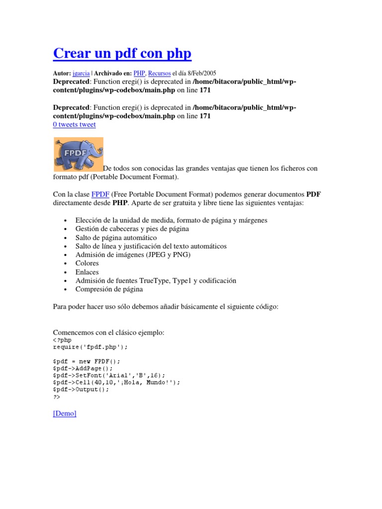 Crear Un PDF Con PHP | PDF | SQL | Archivo de computadora