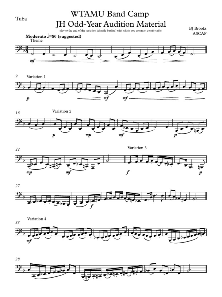 Variations pour Tuba - Audition WTAMU | PDF