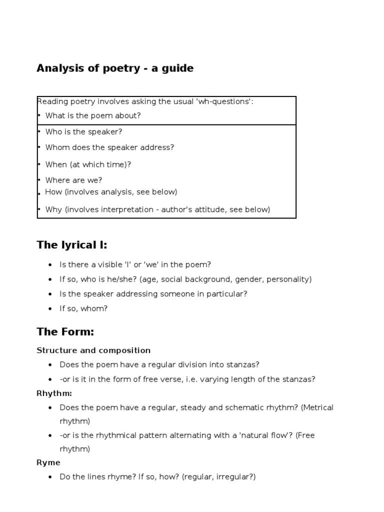 How to analyse a poem Poetry Adjective