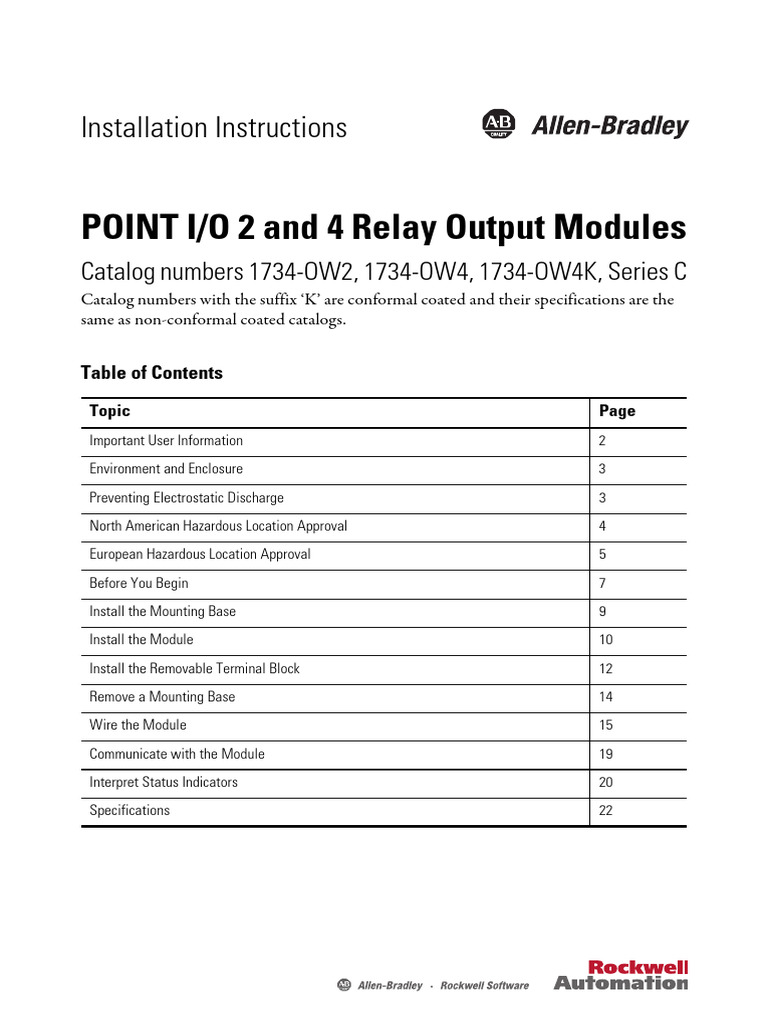 POINT I/O Relay Output Module Installation | PDF | Mains Electricity ...