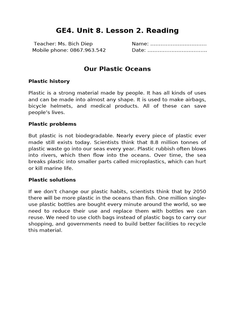 Understanding Plastic's Impact on Oceans | PDF | Plastic | Waste