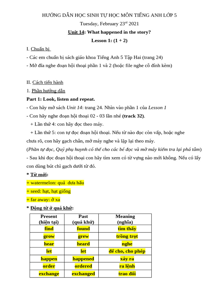 Grade 5 - Unit 14 - Lesson 1 | PDF