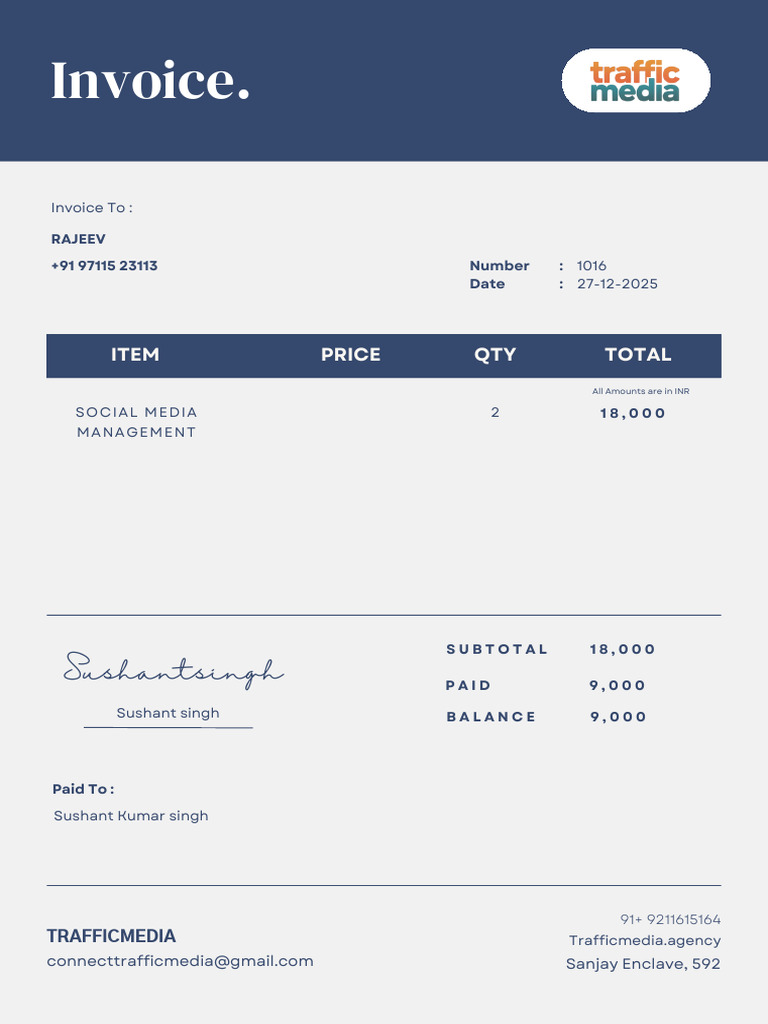 Invoice Traffic Media | PDF