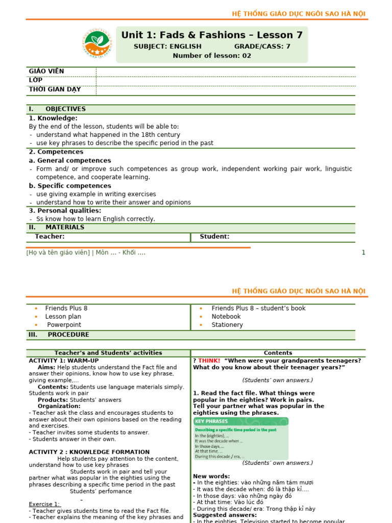K8_Unit 1_Lesson 7 | PDF