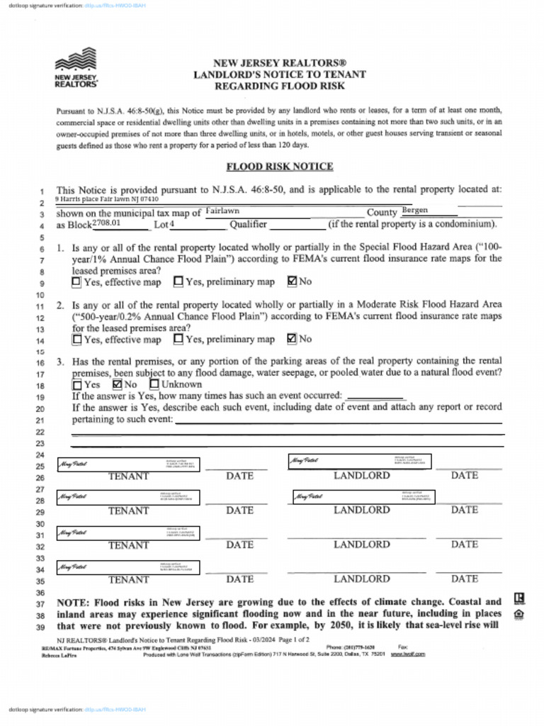 Fair Lawn NJ Property Document Verification | PDF