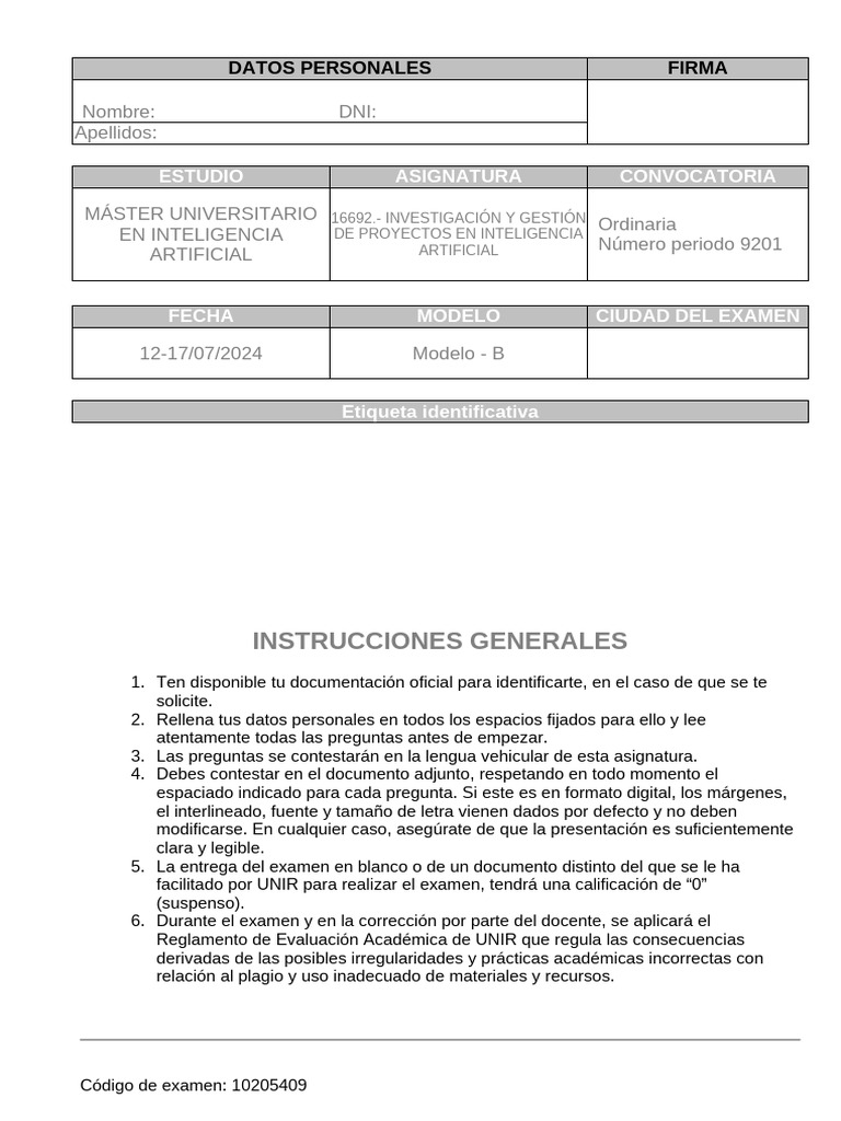 IGPIA 2024 07 Examen Modelo B | PDF | Experimentar | Sumario abstracto)
