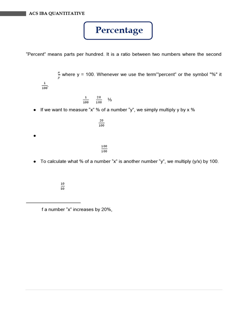Understanding Percentages and Calculations | PDF | Percentage | Option ...