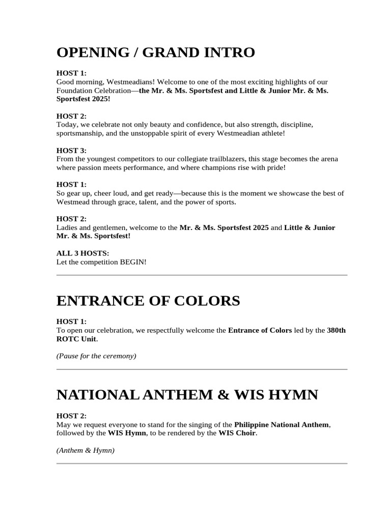 Sportsfest Competition 2 Script | PDF