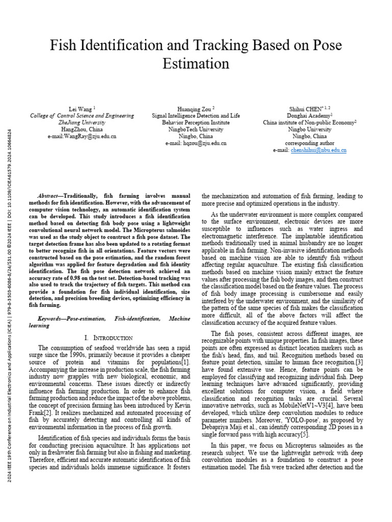 Automated Fish Identification via Pose Estimation | PDF | Computer ...