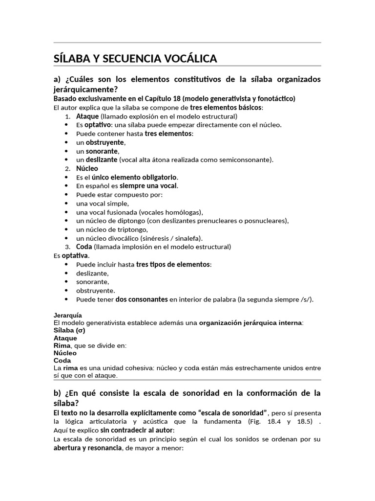 Estructura y Comportamiento de la Sílaba | PDF | Vocal | Sílaba