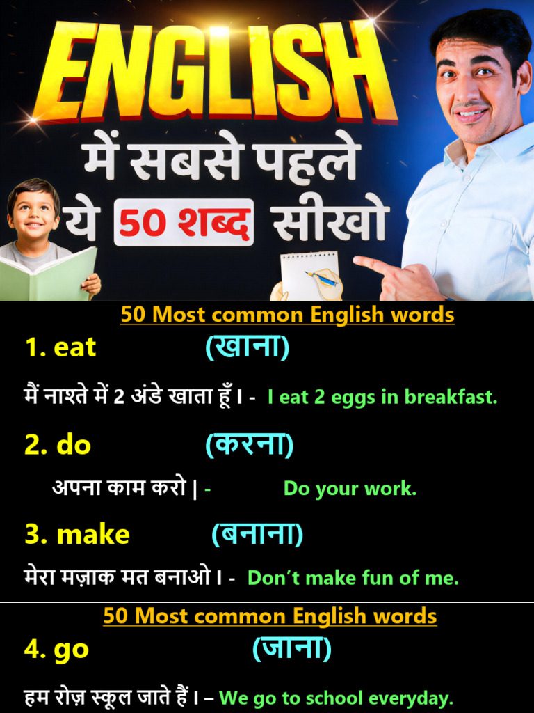 50 Most Common Daily Use English Words New | PDF