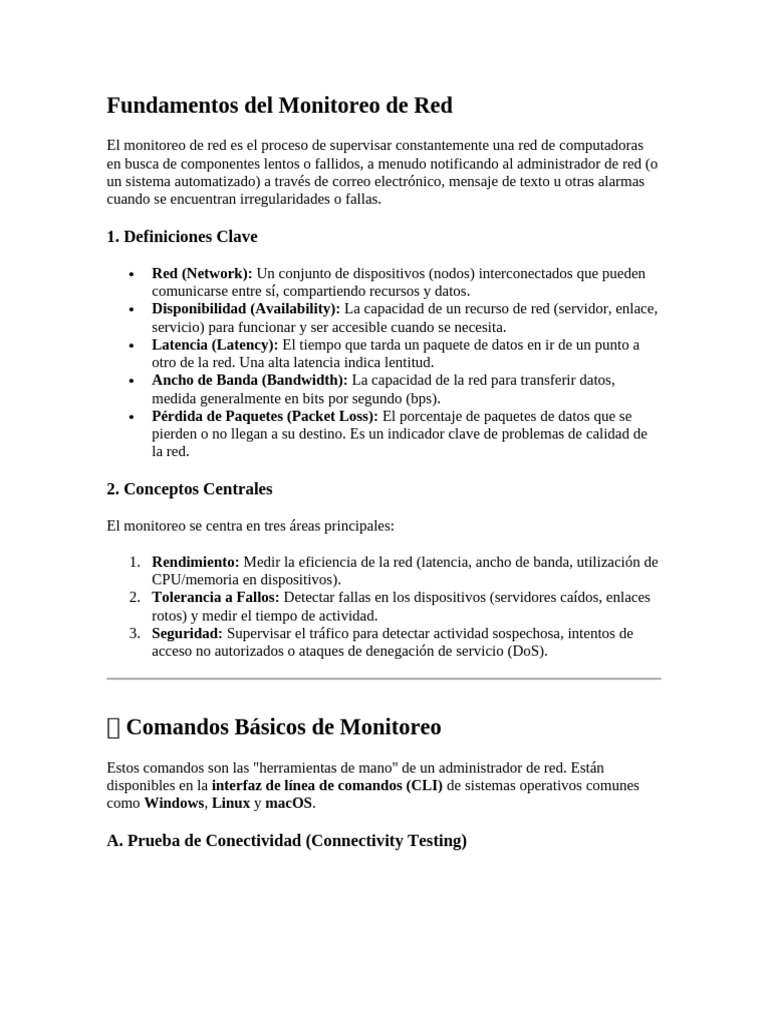 Fundamentos del Monitoreo de Red | PDF | Red de computadoras | Hardware ...