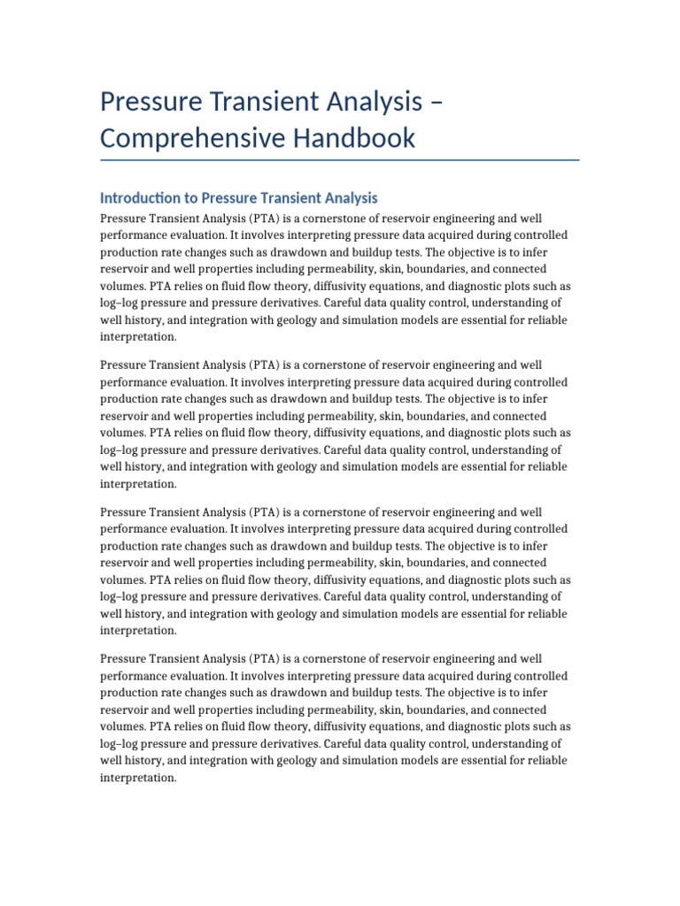Pressure Transient Analysis Handbook | PDF | Fluid Dynamics | Petroleum ...