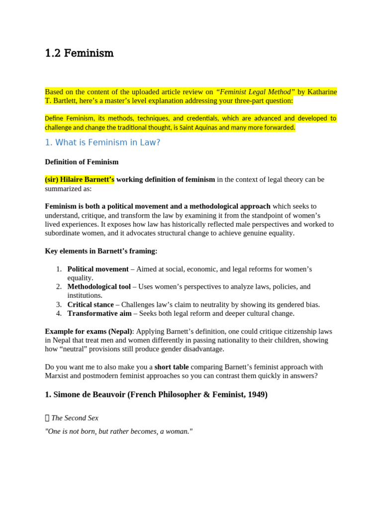 Understanding Feminism in Law | PDF | Gender Studies | Feminism