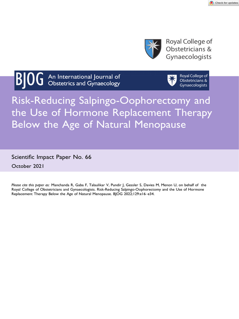 Risk-Reducing Surgery and HRT Guidelines | PDF | Hormone Replacement ...
