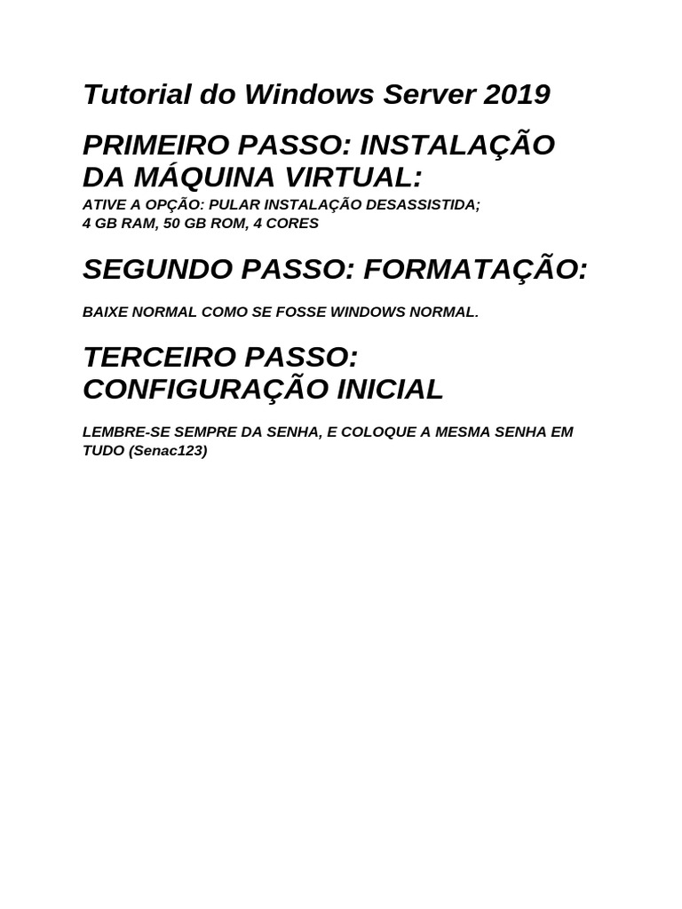 Tutorial Completo Windows Server 2019 | PDF | Endereço de IP ...